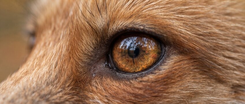 Fox Eye Close-up: A piercing amber eye of a red fox, rendered in a detailed close-up, showcases the wild beauty and intense gaze of this elusive creature.