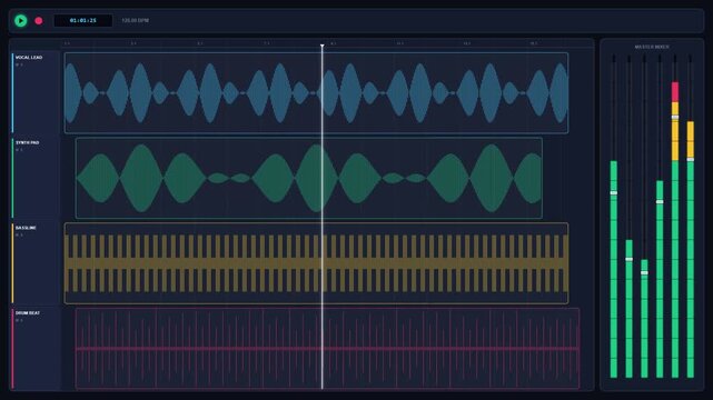 Audio Editing Software Interface With Sound Waveform Visualization