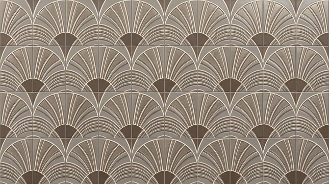Elegant brown art deco ceramic tile pattern seamless texture wall background
