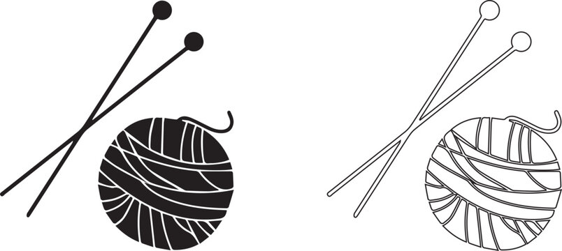 Ball of yarn crossed with knitting needles, a nod to handmade craft icon