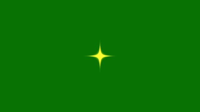 Sparkling white star twinkle glitter 2D cartoon doodle animation, twinkling star with green screen background. shimmering ligh, flat, vector, doodles style stars blinking sparkle cute animation.4k