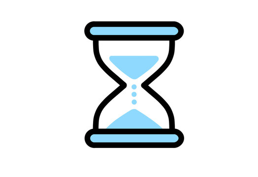 Light blue hourglass icon with falling sand