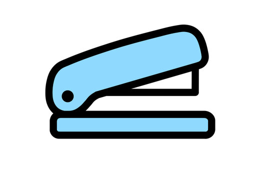 Light blue stapler icon for office and stationery