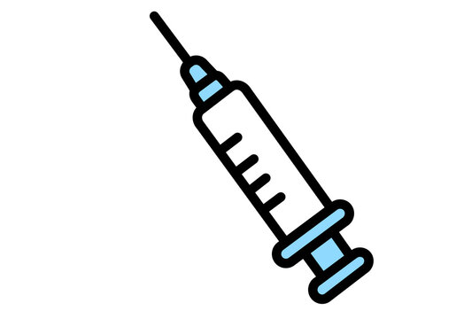 Light blue syringe icon for vaccination and injection