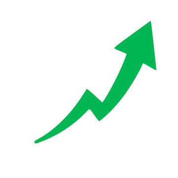  Bold emerald green uptrend zigzag arrow on transparent conveys bullish market momentum. Flat vector growth chart symbol for business, finance and investment design.
