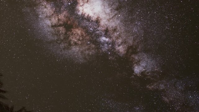 A breathtaking view of a starry night where countless stars twinkle brilliantly. The Milky Way stretches across the dark canvas of the sky, creating a magical atmosphere.