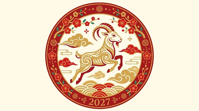 Celebrating the year of the goat a vibrant depiction of traditional chinese new year symbolism and cultural festivities embracing good fortune