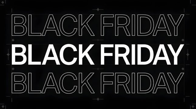 Black friday text repeat pattern design on dark background