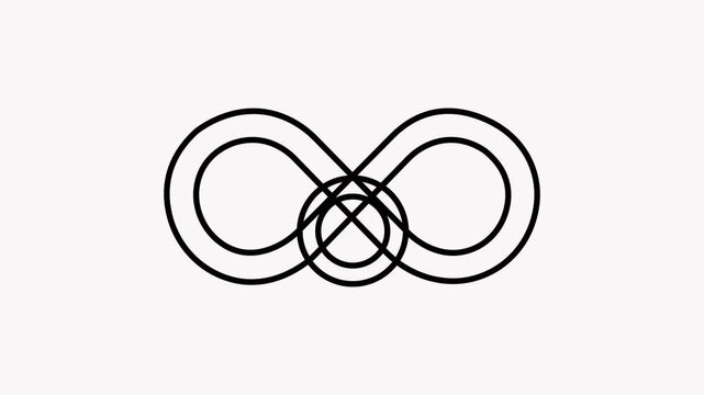 Intricate abstract with overlapping infinity loops and circular in black and white