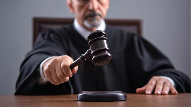 Judge&rsquo;s gavel on a wooden desk, justice and law concept, courtroom authority, judicial verdict, legal trial, legal system, court proceedings, attorney services, professional law and justice background