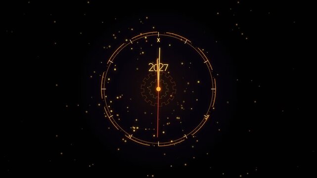 Abstract Chrono Cosmic Midnight 2027 Seamless Motion Loop 4K
