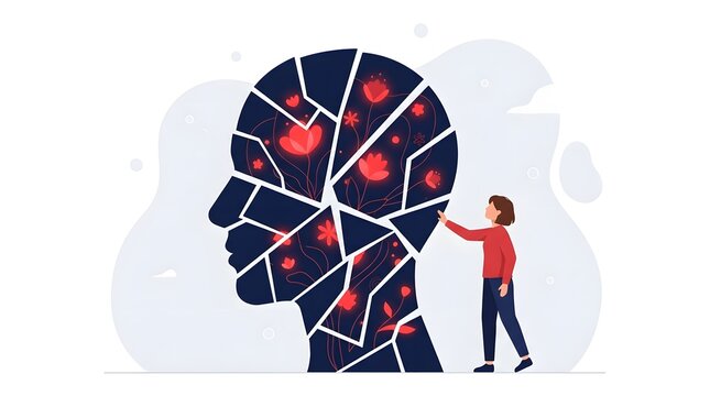 Navigating the fragments of the mind a visual exploration of mental health healing and personal reconstruction