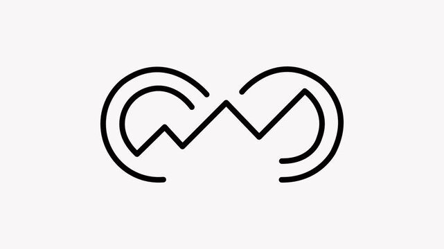 Minimalist black line of a mountain range with a subtle wave pattern on a light gray background representing nature and adventure