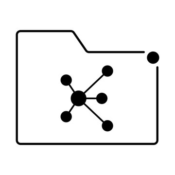 Data Folder Network Connection Tech Monogram Line Icon Vector Illustration in AI EPS SVG PNG