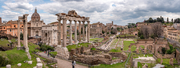 Panorama Of Temple Of Saturn And Palatine Hill In Rome, Italy © imagoDens