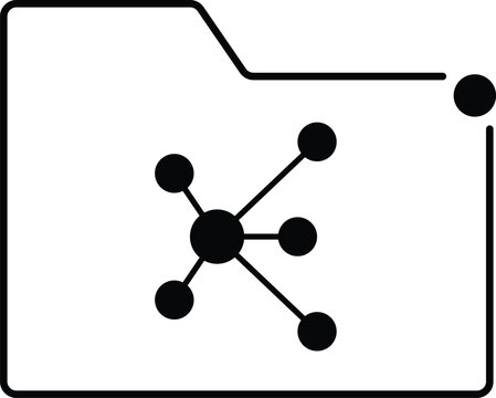 Data Folder Network Connection Tech Monogram Line Icon Vector Illustration in AI EPS SVG PNG