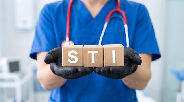 Concept of STI Sexually Transmitted Infections. Sexual Health. STD virus information for sexual health awareness. doctor with stethoscope