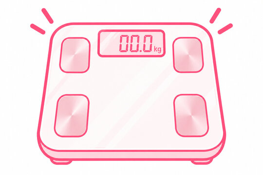 Digital bathroom scale icon in pink line art