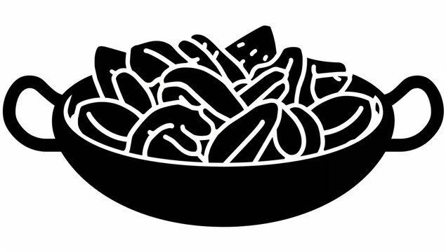 魚介のパエリアの黒いグリフアイコン