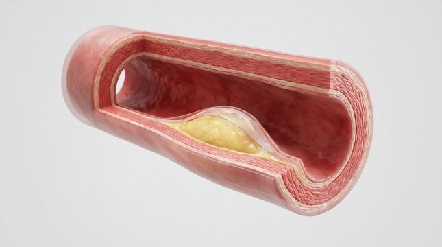 Atherosclerotic Artery with Plaque and Narrowed Lumen