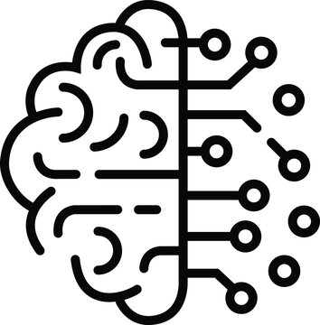 Artificial Intelligence Brain Tech Circuit Digital Mind Icon Vector Illustration in AI EPS SVG PNG