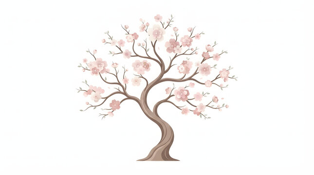 Cherry blossom tree illustration for spring celebration with