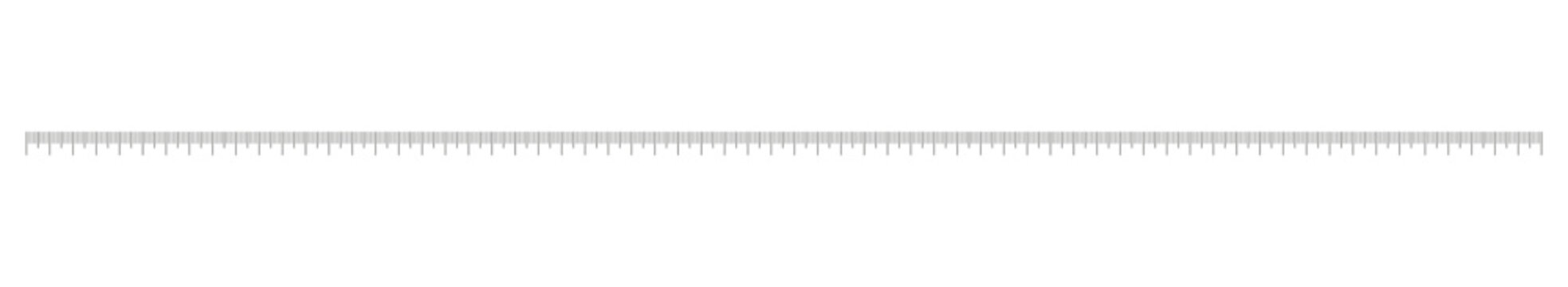 Ruler scale sixty five cm. Measuring flat chart 65 centimeters. Length measurement math, distance, height, sewing tool, scale simple layout.