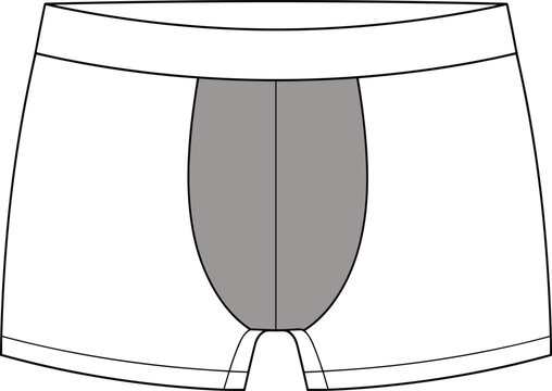 Contrast panel boxer briefs flat sketch vector clothing design template for men