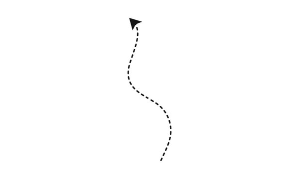 Vertical dashed arrow moving downwards with a black arrowhead showing direction or flow on a clean white background.