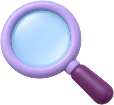 Lavender clay magnifying glass isolated 3D search icon