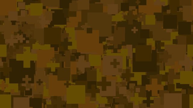 Camo pattern morphing, digital military background, abstract tactical looping design