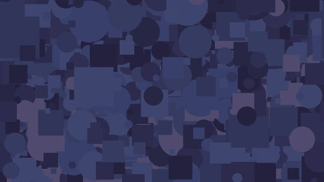 Abstract geometric shapes shifting, dark blue tones, minimal motion design animation.