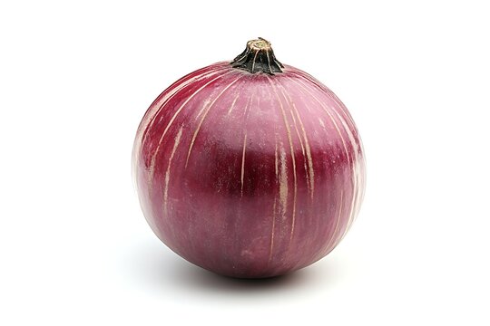 A single fresh red onion isolated on white background