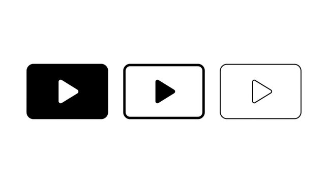 Play button icons set modern vector play symbol with outline and