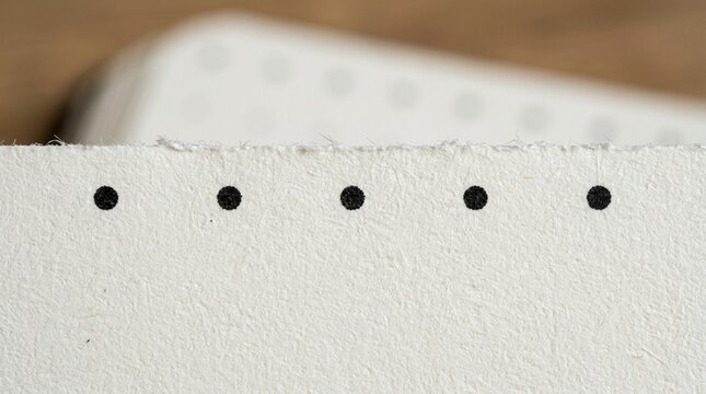 Close-up of retro dot matrix paper edge with perforations