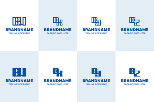 Letters BW BX BY BZ Monogram Logo Set, for WB XB YB ZB initials Brand