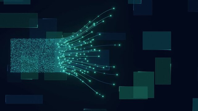 Digital data base analytics analysis flow connections AI agent bg able to loop endless 4k