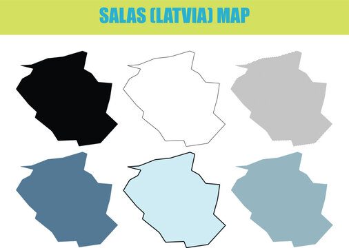 Salas Latvia map outline variations with geographic information and data visualization styles