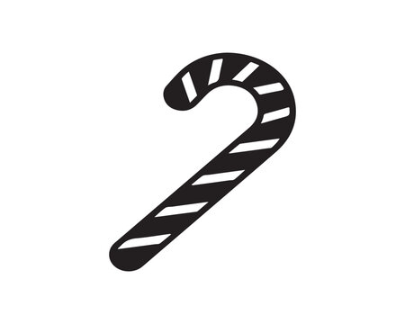 Striped christmas candy cane sweet treat silhouette with sugar cane graphic resource candy stick christmas peppermint silhouette illustration