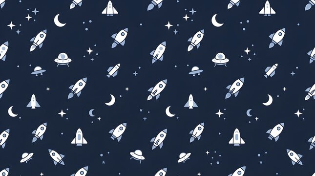 seamless pattern with rocket