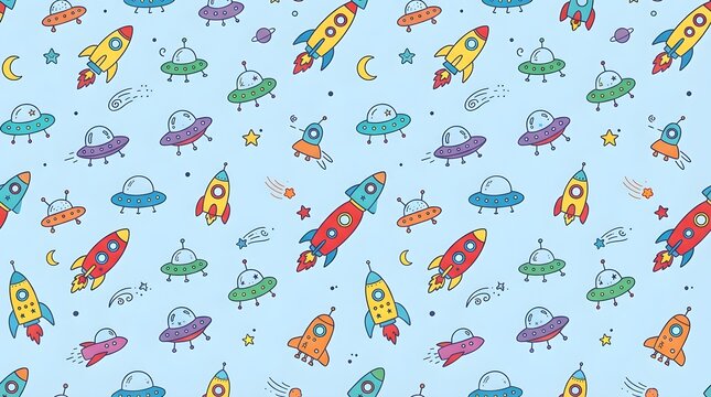 seamless pattern with rocket 