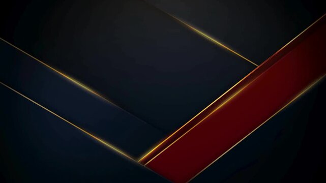 Abstract dark background featuring overlapping layers with elegant gold lines and red accent.