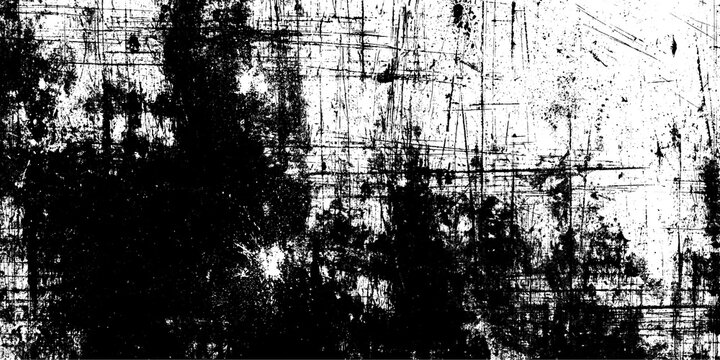 Black grunge texture overlay with distressed scratches on transparent