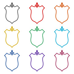 Shield fleur de lis sign icon isolated on white background. Set icons colorful © sljubisa