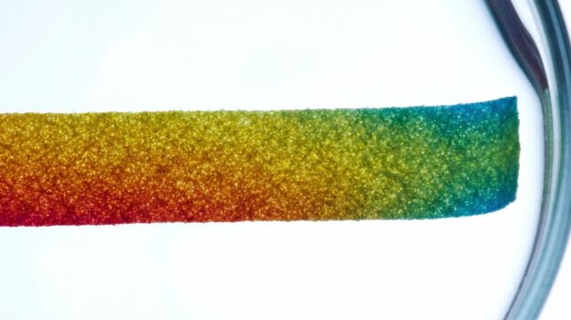 blue and green ph test strip for chemical laboratory experiment