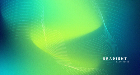Fototapeta na wymiar Blue and green gradient background with flowing curved lines and grain texture.