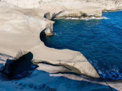 Breathtaking landscapes of Sarakiniko, Milos in the South Aegean, Greece