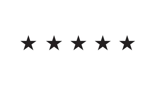 Five stars rating icon animation on transparent background. customer satisfaction icon concept Special with rating star icon 5 star top rating, 5 stars rating the quality of product and service.