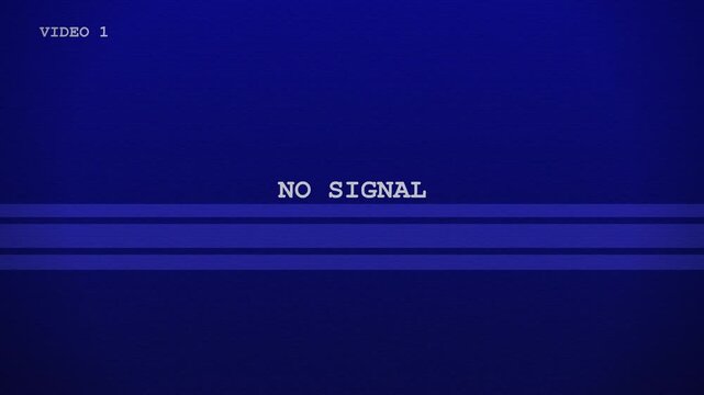Retro-inspired blue screen glitch animation featuring CRT distortion effects and digital interference, ideal for technology visuals, cyber themes, video transitions, and creative media projects.
