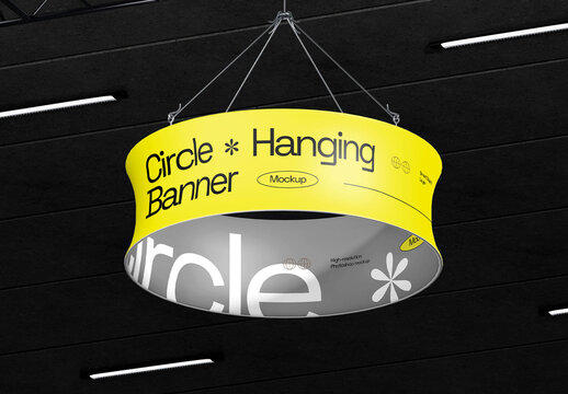 Circle Hanging Banner Mockup